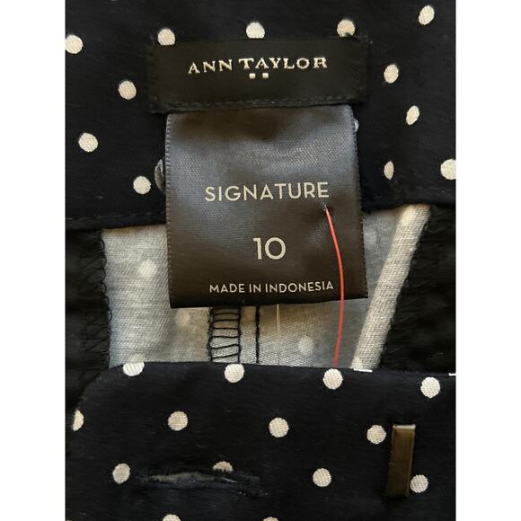 Ann Taylor Cropped Pants Navy White Dots Size 10 NWT - Picture 6 of 8